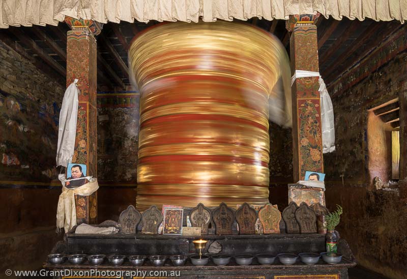 image of Rachen Gompa prayer wheel