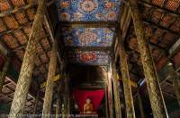 CAMBODIA, Kampong Cham. Interior of Wat Maha Leap, one of last old wooden pagodas remaining in Cambodia.
