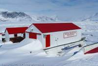 Historic Hudsons Bay Company trading post, established in 1921, Pangnirtung Fiord.