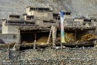 NEPAL, Dolpo. Traditional stone and mud, flat-roofed, Tibetan-style houses.