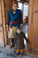 INDIA, Uttaranchal Govind National Park, Jikson. Local woman and child.