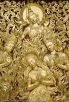 Detail of Apsara decoration, Wat Xieng Thong, Luang Prabang, Laos