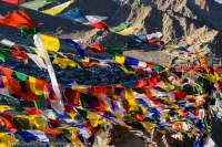 Tibetan Buddhist prayer flags above Leh old city.