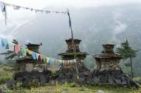 Chortens & prayer flags, Tsum Valley, Manaslu Circuit trek, Nepal