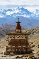 NEPAL. Large Buddhist chorten astride main road to Lo Manthang, Mustang.