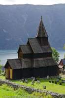 NORWAY, Sogn og Fjordane, Lusterfjord. Urnes stave church, built in 1130s, listed by Unesco as World Heritage site.