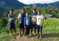School children, Kavorabip, Star Mountains, Papua New Guinea.