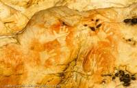 AUSTRALIA, Victoria. Aboriginal hand stencils at Manja rock shelter (Cave of Hands), Grampians National Park