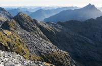 Nicholas peaks, Fiordland. Worsley valley to Milford Sound, NZ 2024