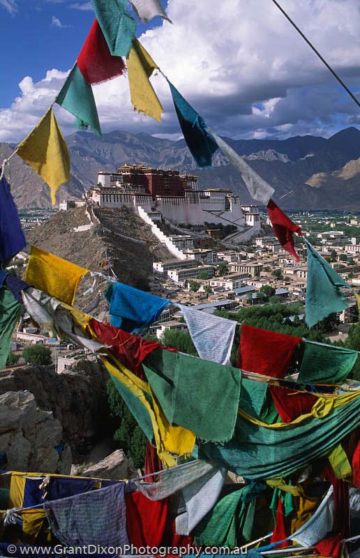 image of Potala and prayer flags