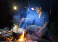 Cooking dinner at trekking camp, Areng valley, Koh Kong, Cambodia.