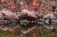 AUSTRALIA, Western Australia, West Kimberley. Sandstone reflection, Charnley River.