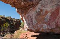 AUSTRALIA, Western Australia, West Kimberley. Aboriginal rock art in gorge of lower Charnley River.