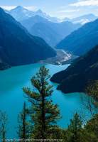 NEPAL, Dolpo. Phoksundo Lake, turquoise glacial outwash water of Nepal's highest (3600m) large lake.