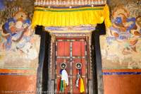 Old doorway at Matho Gompa, the only Sakya Buddhist monastery in the region; established in 15th century.