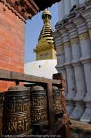 NEPAL, Kathmandu. Prayer wheels, Swayambhunath (Monkey Temple).