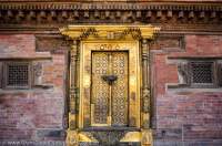 NEPAL. Gilded doorway, Mul Chowk, Royal Palace, Durbar Square, Patan. Built in 17th century. Part of World Heritage-listed monument zone of Kathmandu Valley.