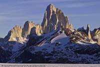 ARGENTINA, Patagonia. Granite peak of Cerro Fitzroy, viewed across Paso Marconi, southern Patagonian icecap.